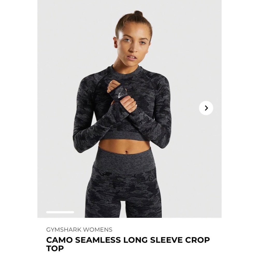 New Gymshark Camo Long Sleeve Crop - Large